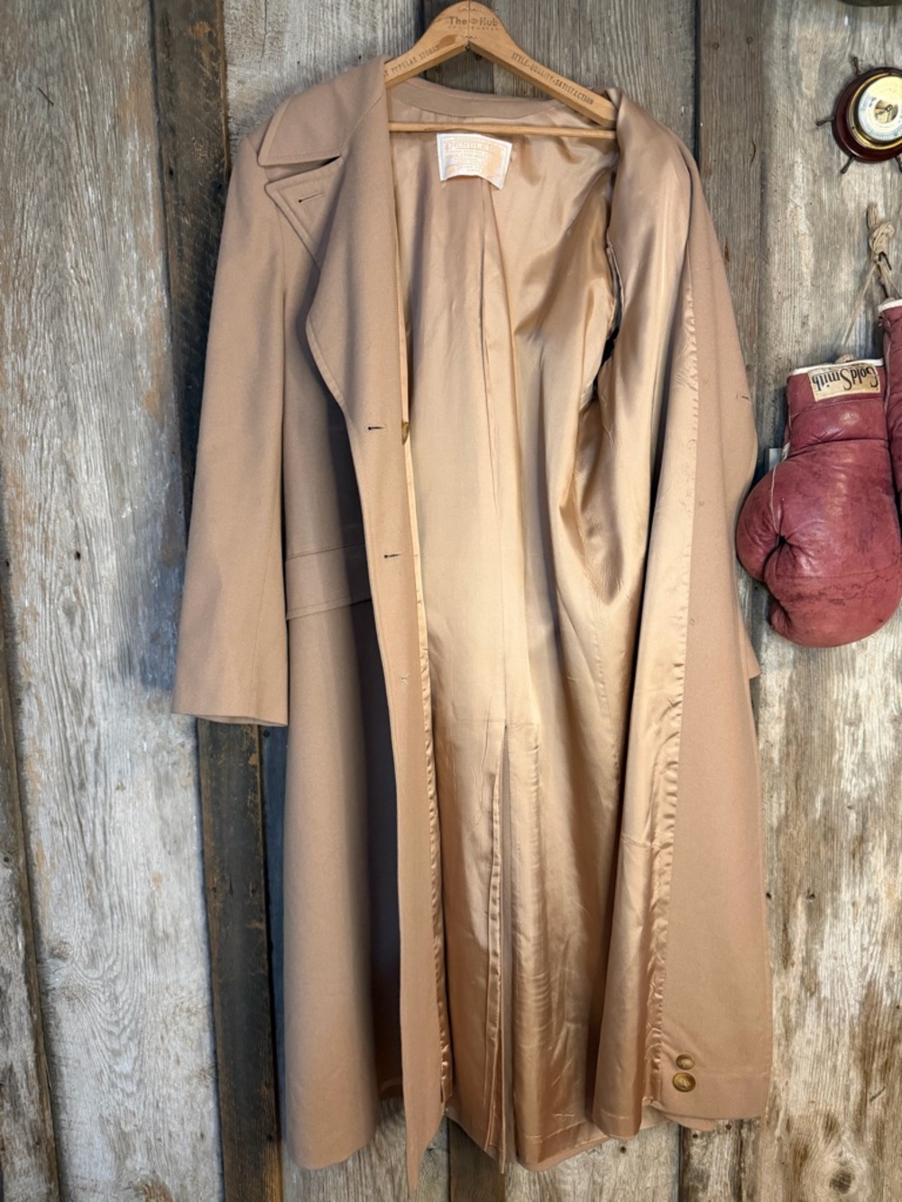 VTG 70s/80s Pendleton 100% Wool Camel Brown/Tan Trench Overcoat: Ladies Size 16 - Picture 8 of 14